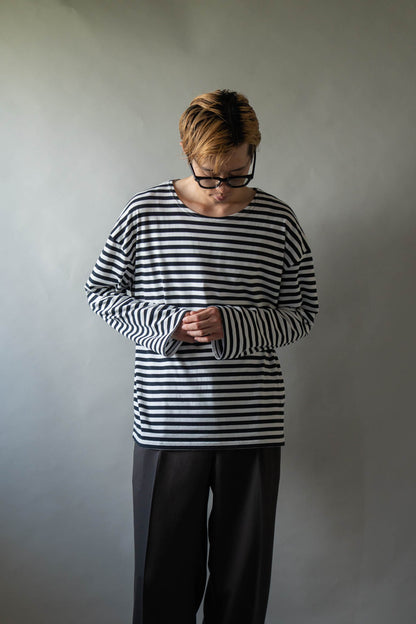 BORDER LONG T SHIRT