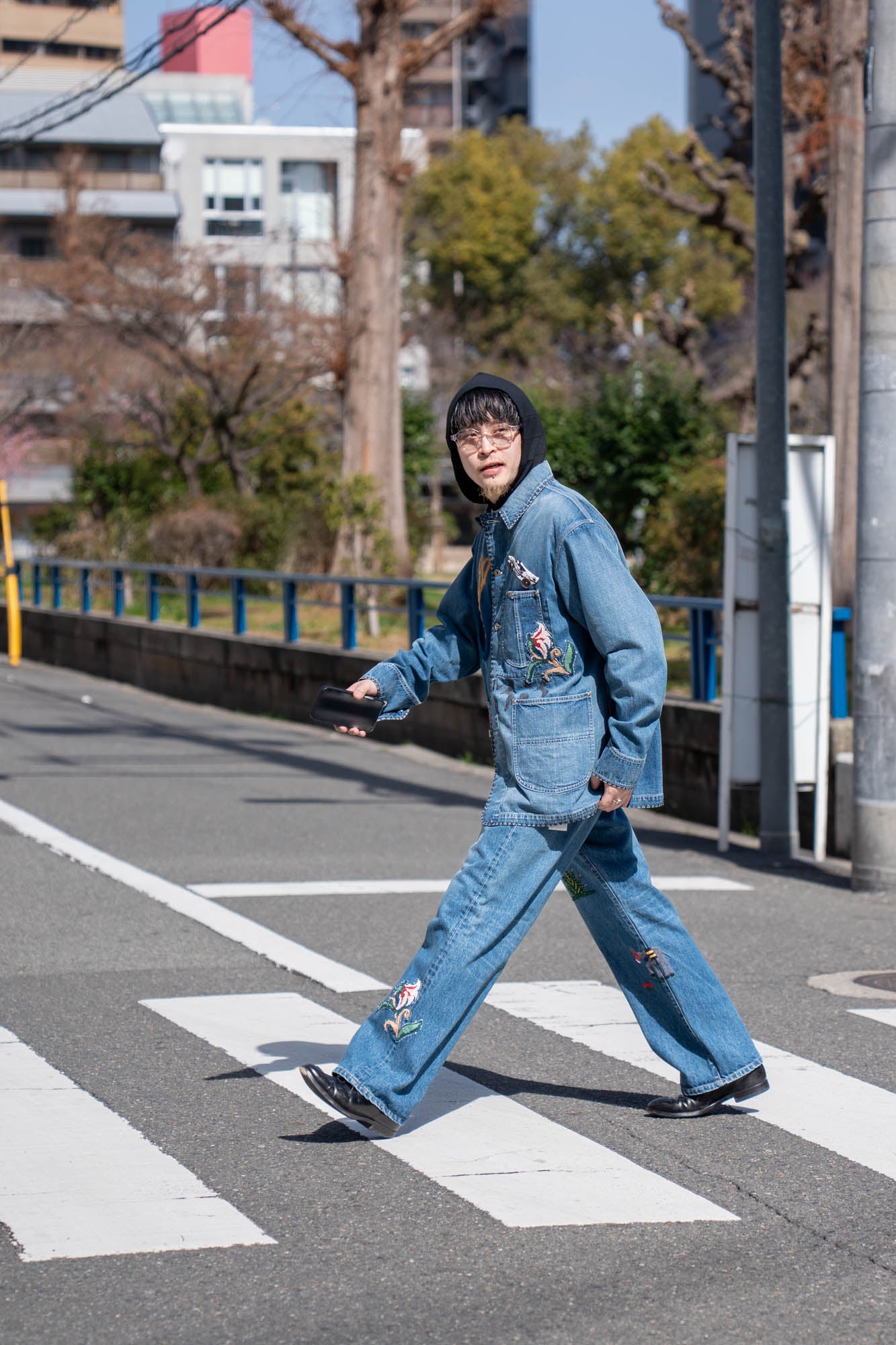 Hand-Embroidered Denim Coverall