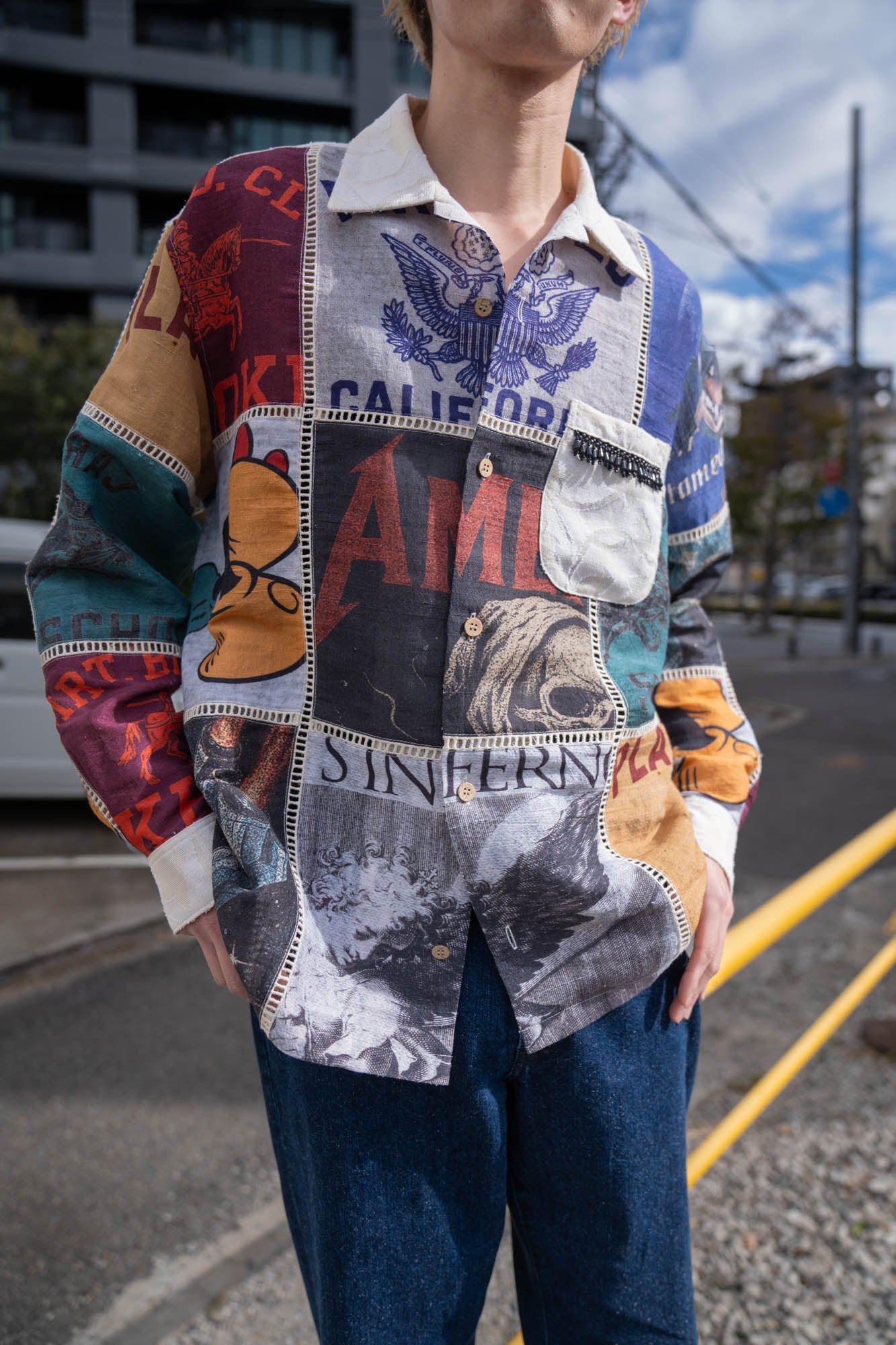 Patchworked Silk Shirt