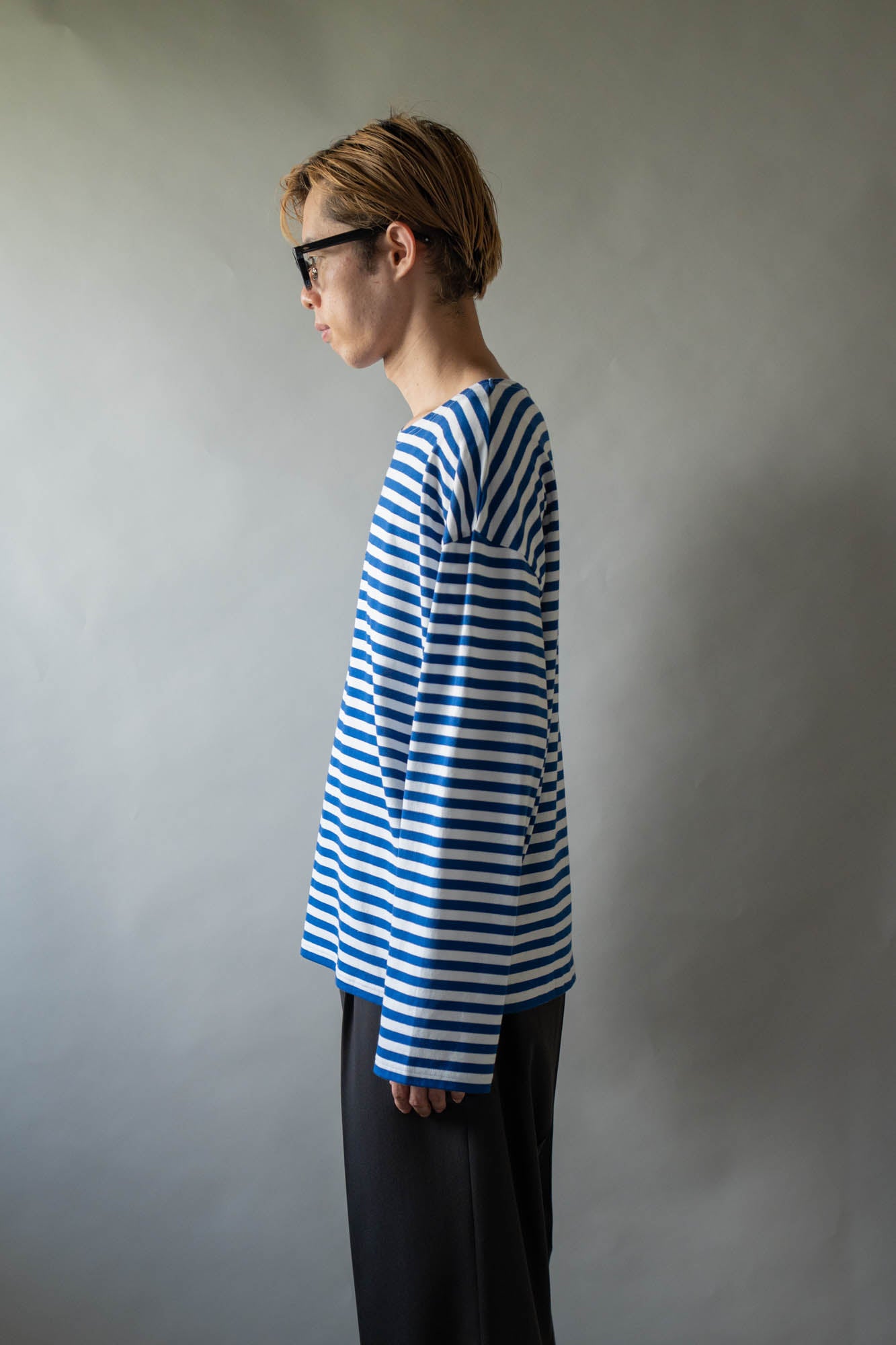 BORDER LONG T SHIRT