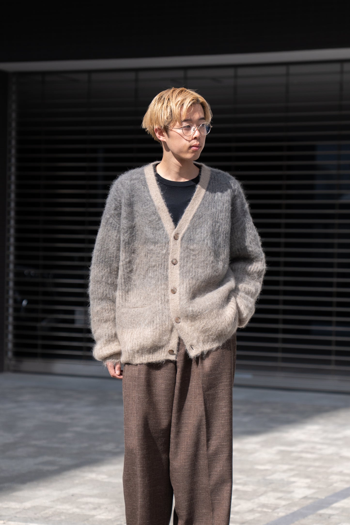 MOHAIR GRADATION BORDER CARDIGAN