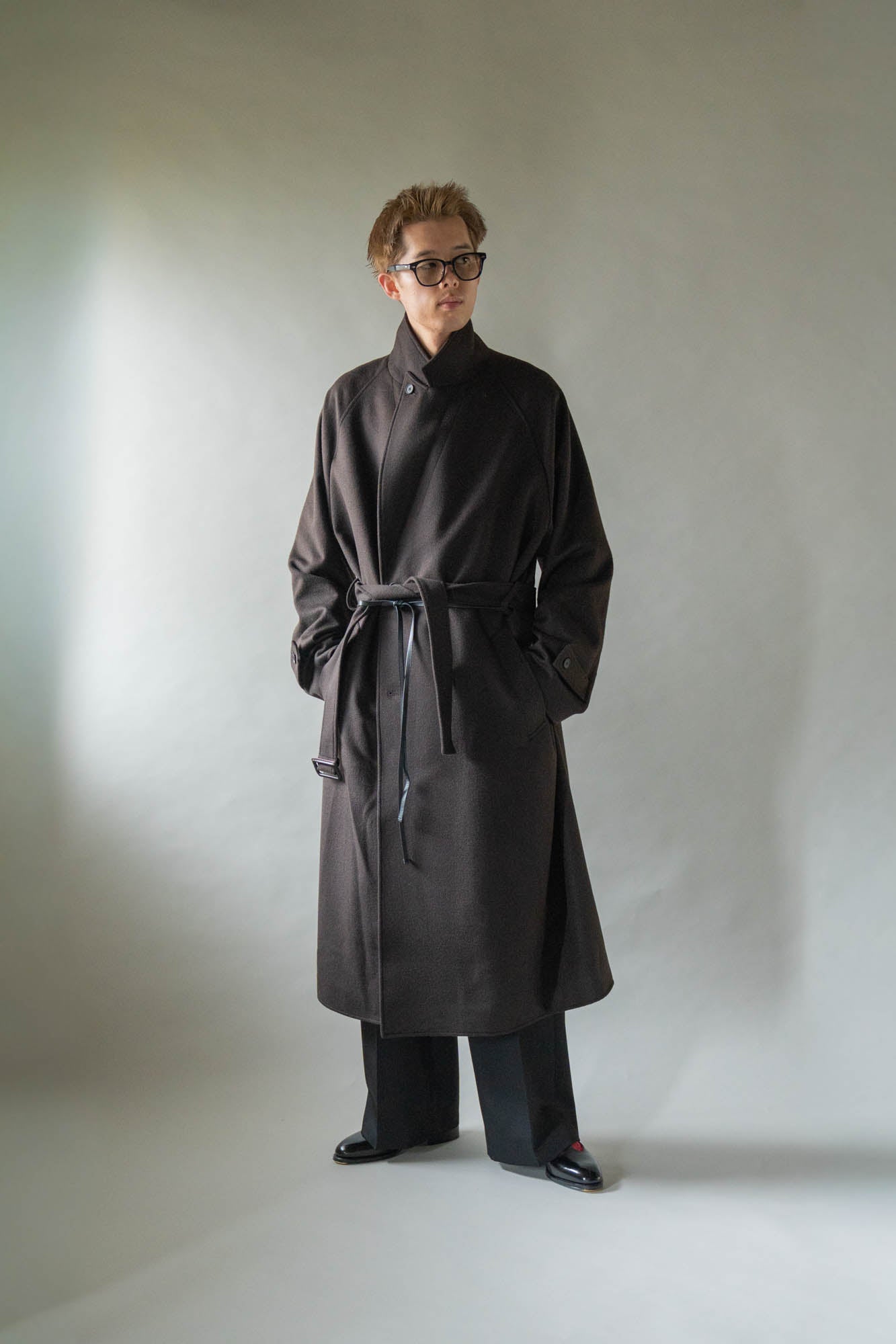WOOL CASHMERE OVERSIZED PEAK LAPEL CHESTER COAT(ST.1533)
