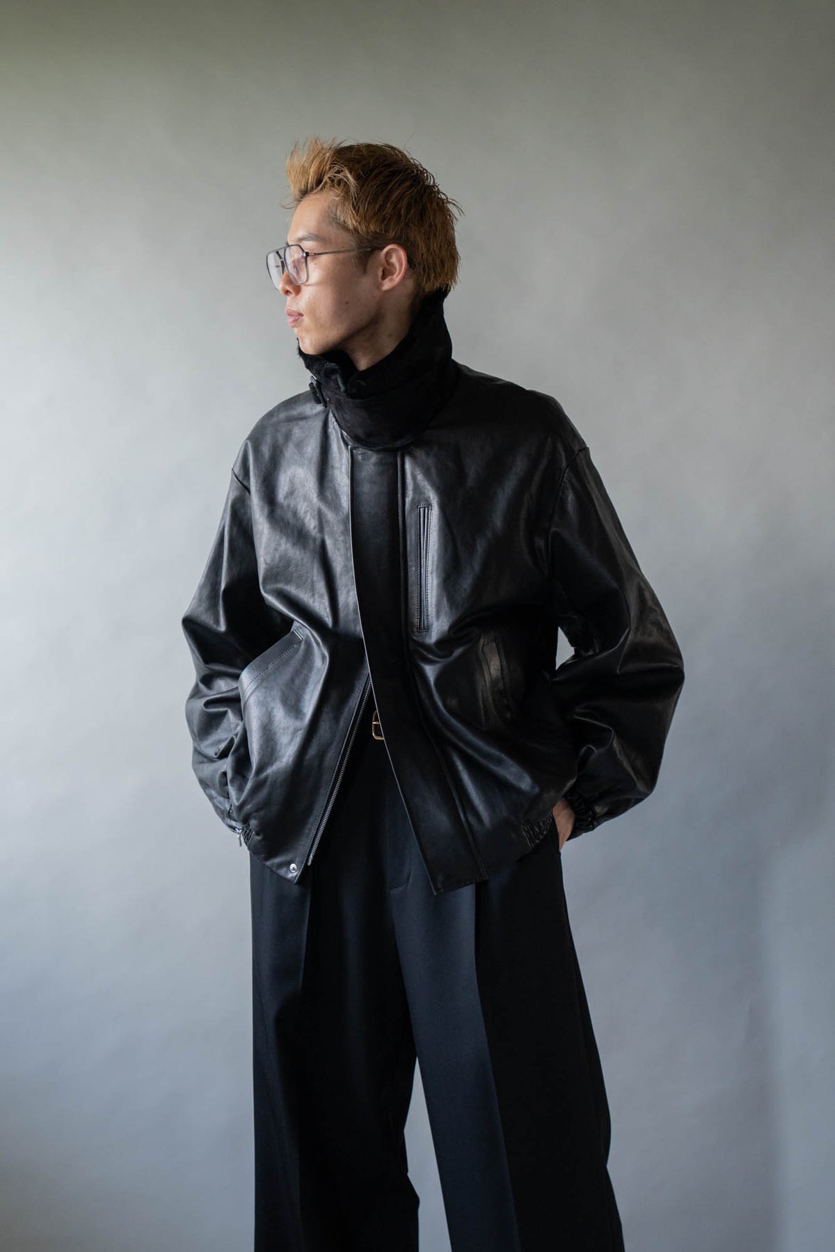 MOUTON COLLAR CALF ZIP JACKET(ST.1549)
