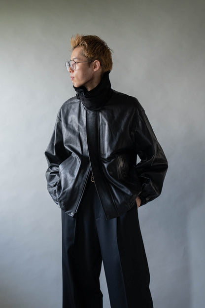 MOUTON COLLAR CALF ZIP JACKET(ST.1549)