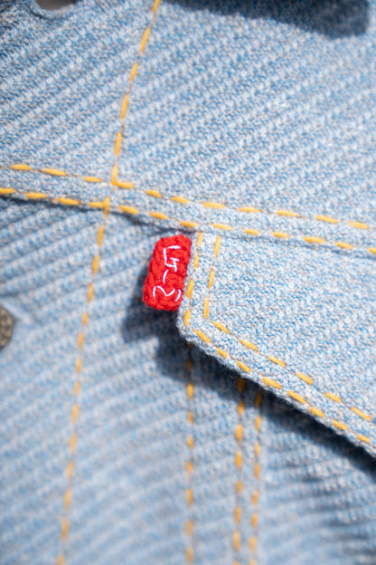 Knitted Denim Jacket with Hand Stitching