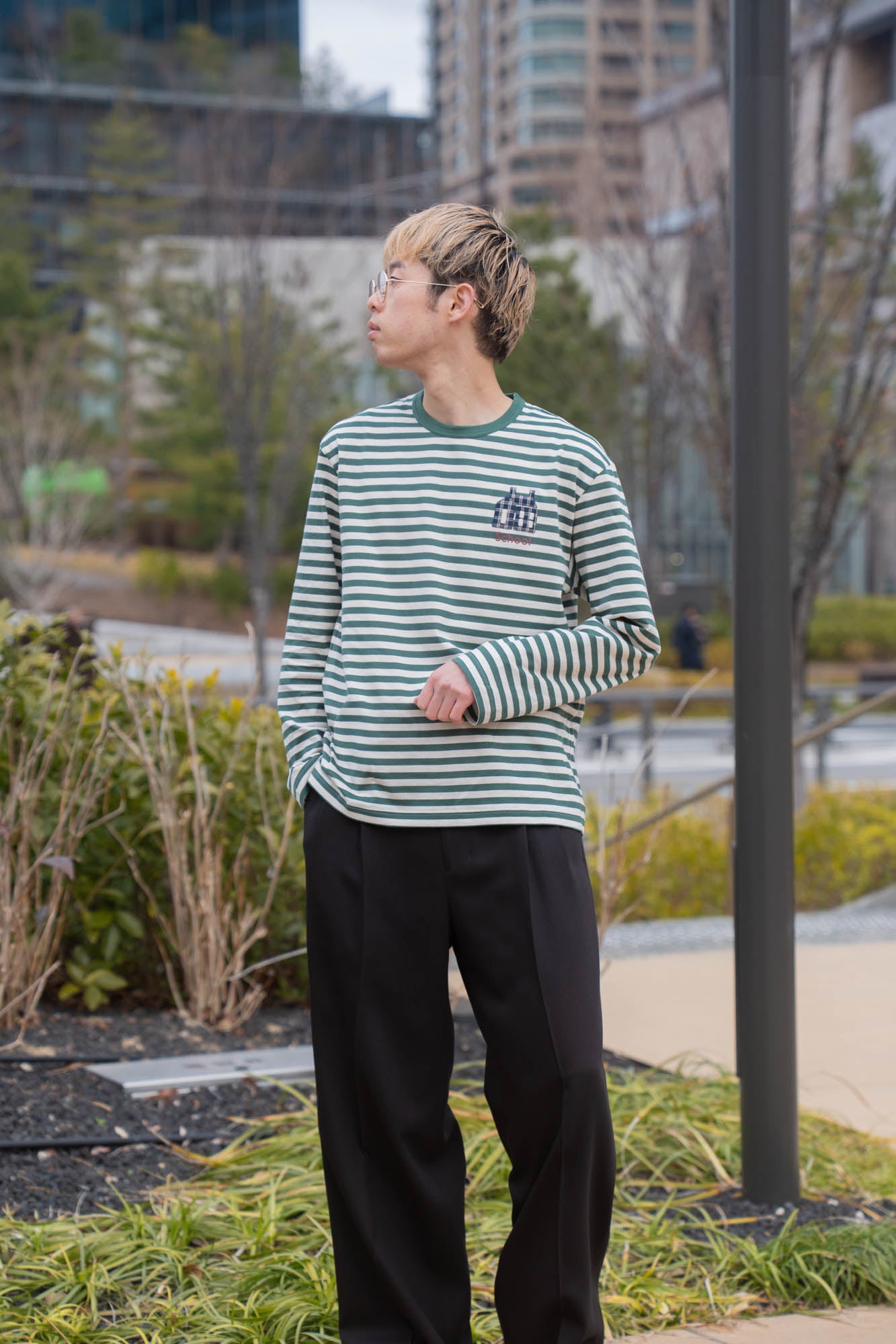 sign別注 Hand-Embroidered Stripe Long Sleeve T-Shirt