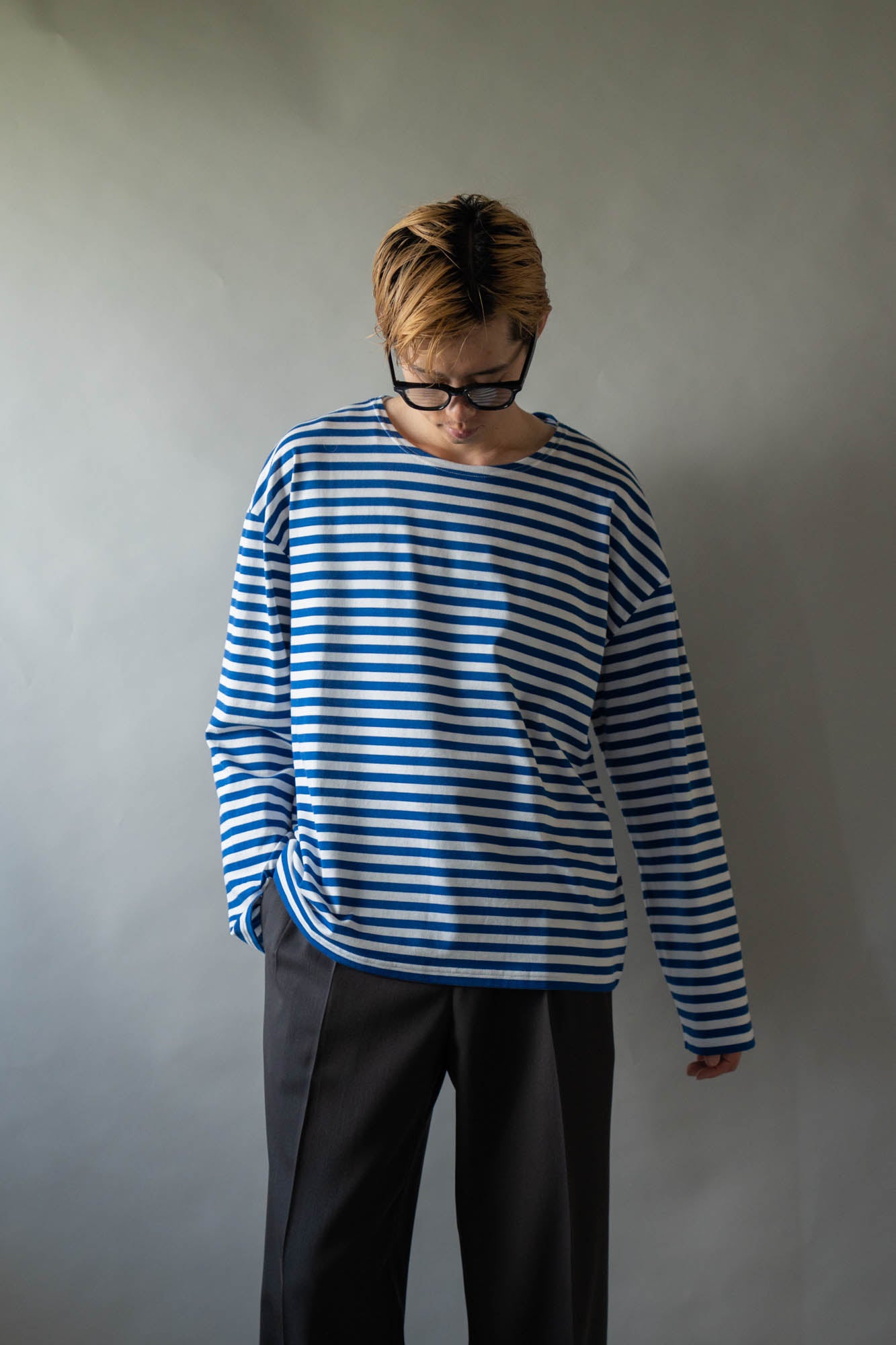 BORDER LONG T SHIRT