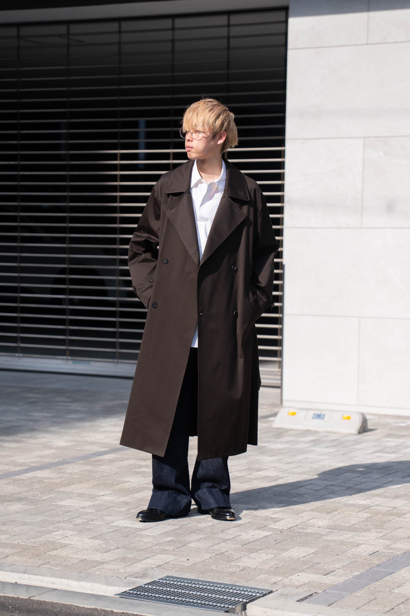 COTTON SATIN OVERSIZED DOUBLE BREASTED COAT(ST.1371)| コート