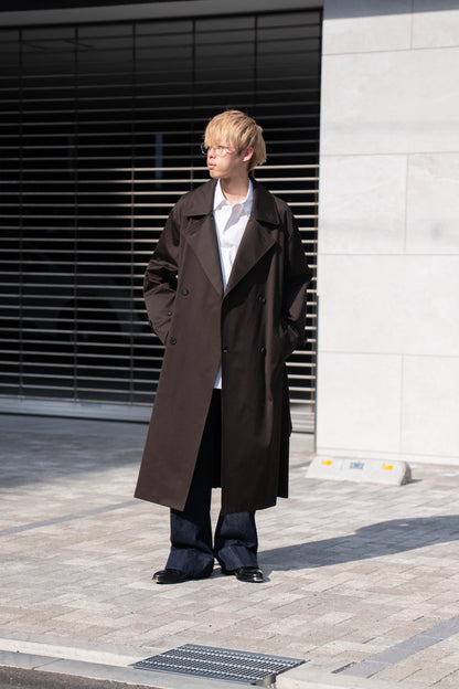 COTTON SATIN OVERSIZED DOUBLE BREASTED COAT(ST.1371)