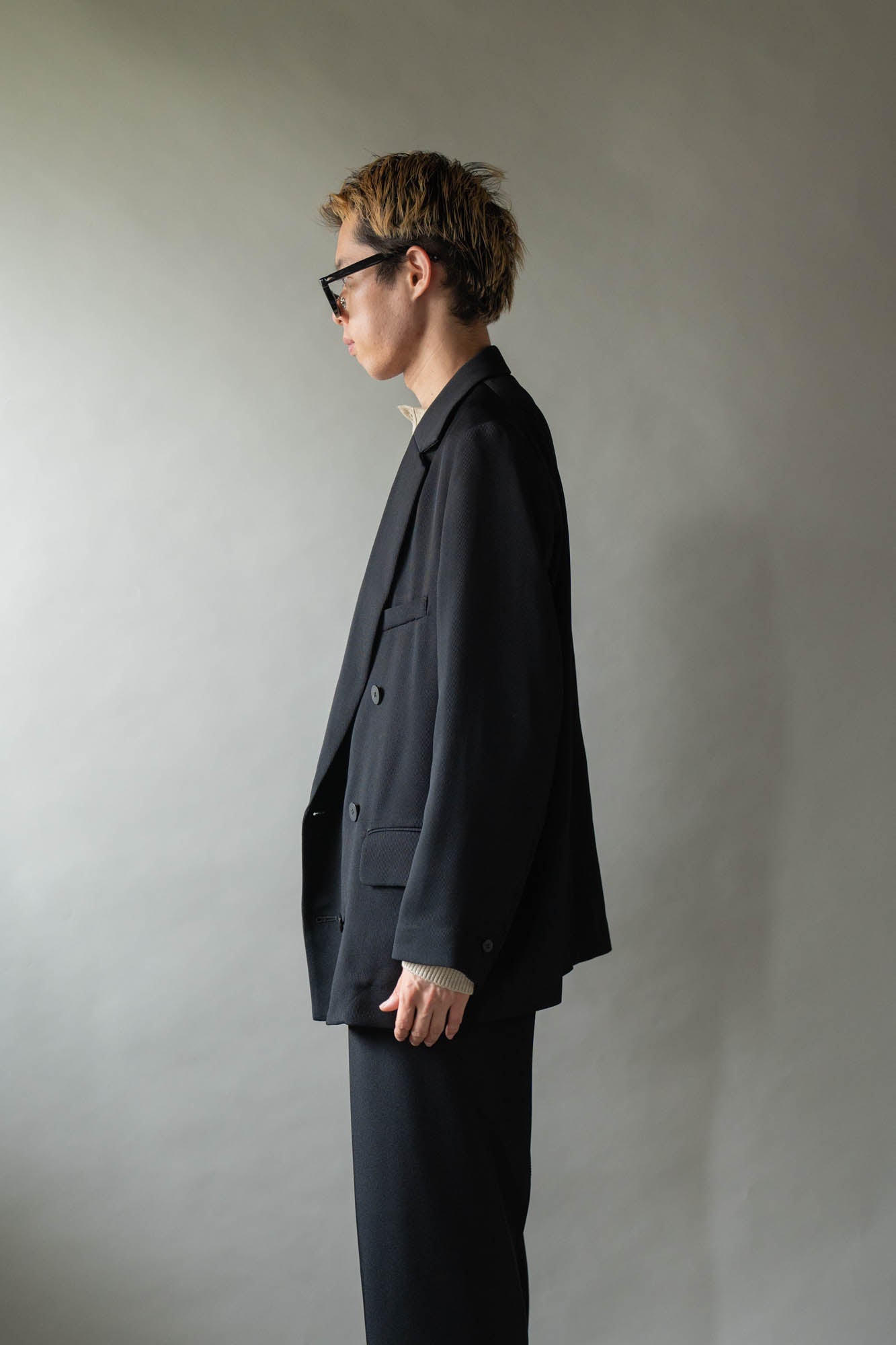 Double-breasted Jacket in Rayon Tricotine