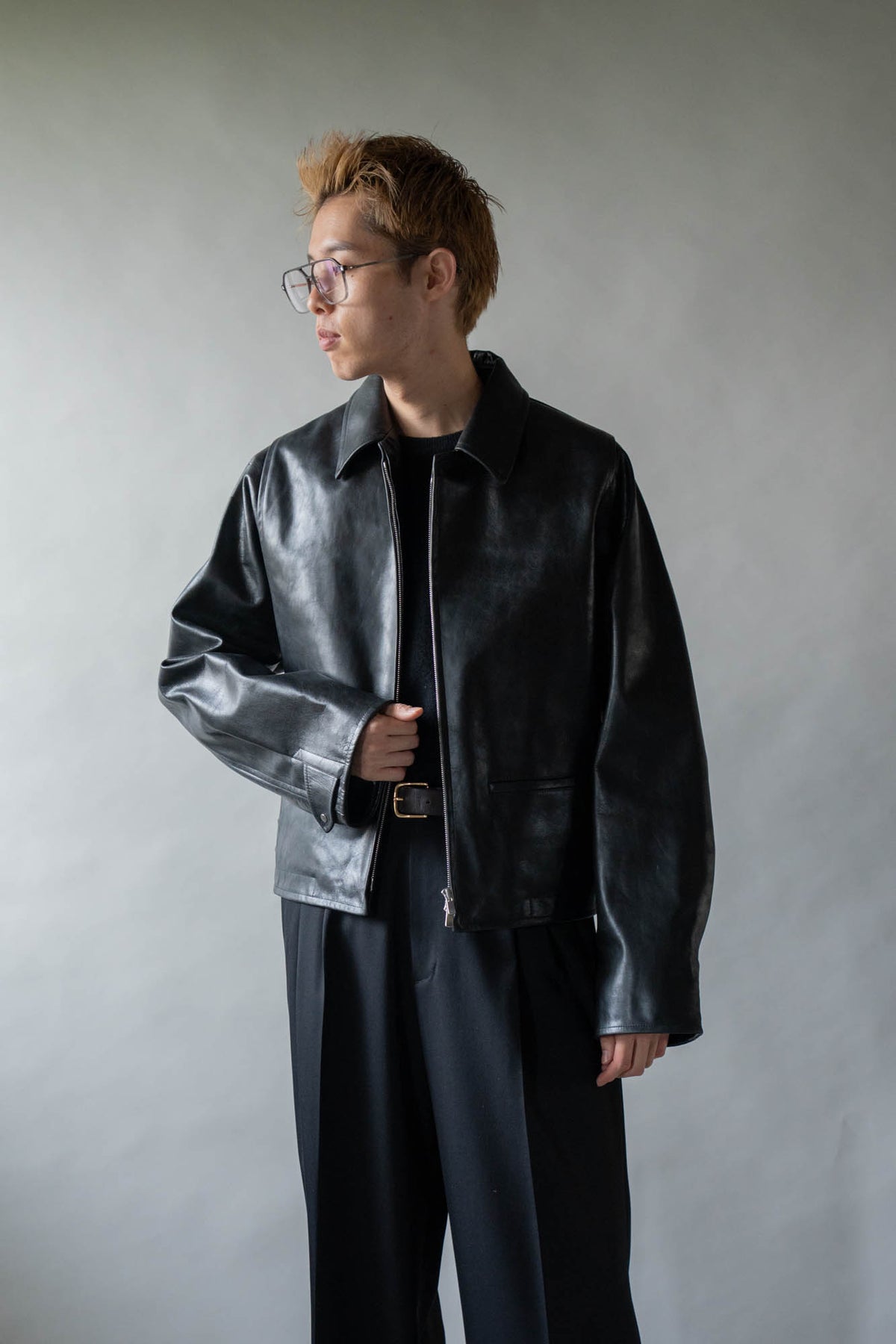 MODIFIED-SLEEVE LEATHER MOTOR JACKET