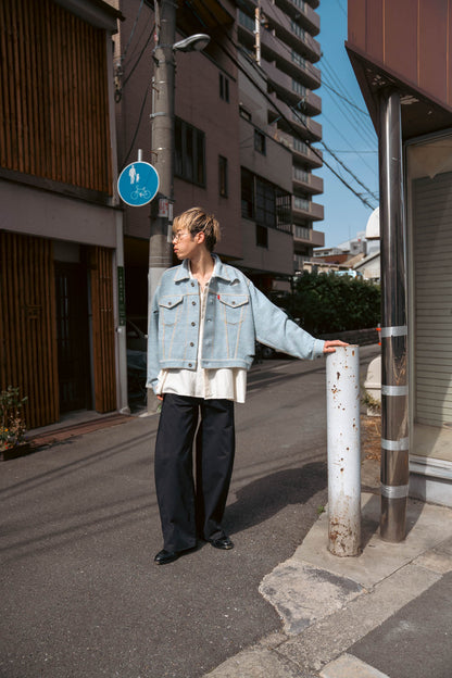 Knitted Denim Jacket with Hand Stitching