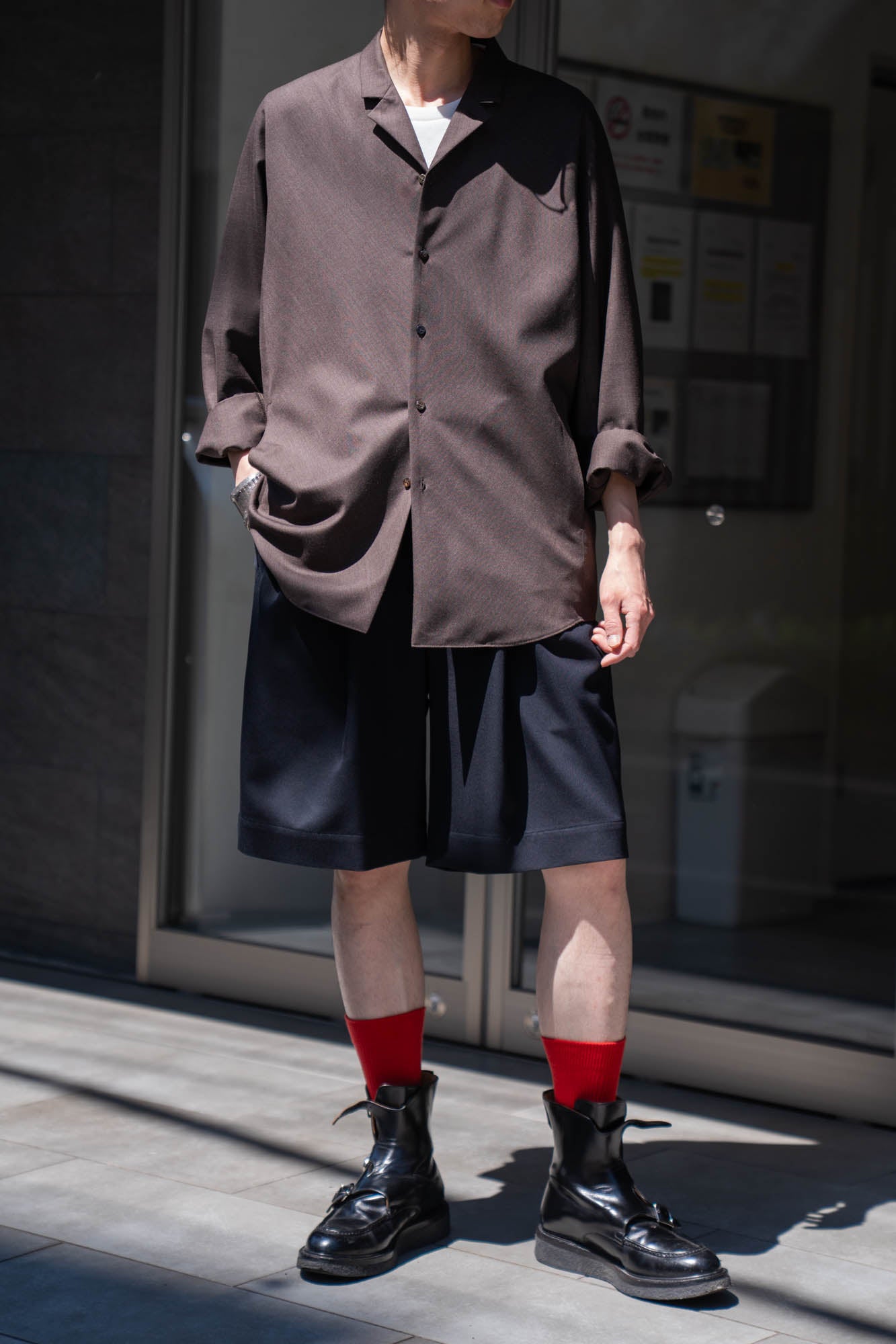 WOOL KERSEY WIDE EASY SHORT TROUSERS(ST.1436)