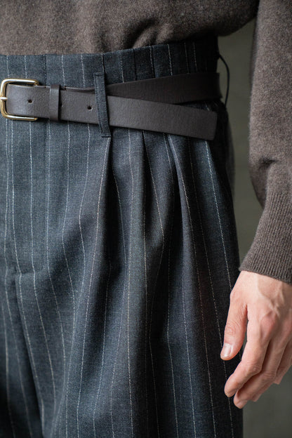 5 Tuck Trouser in Wool Pinstripe