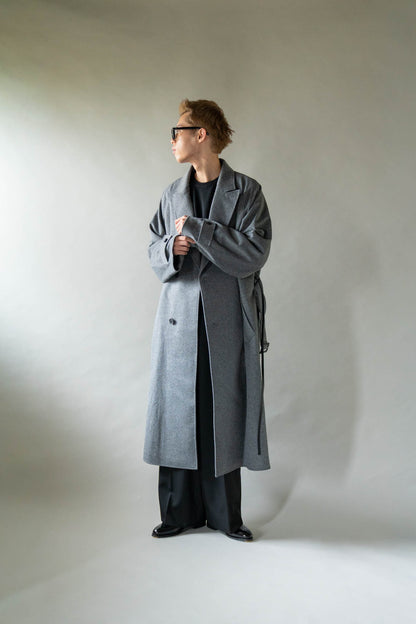 WOOL CASHMERE OVERSIZED PEAK LAPEL CHESTER COAT(ST.1533)