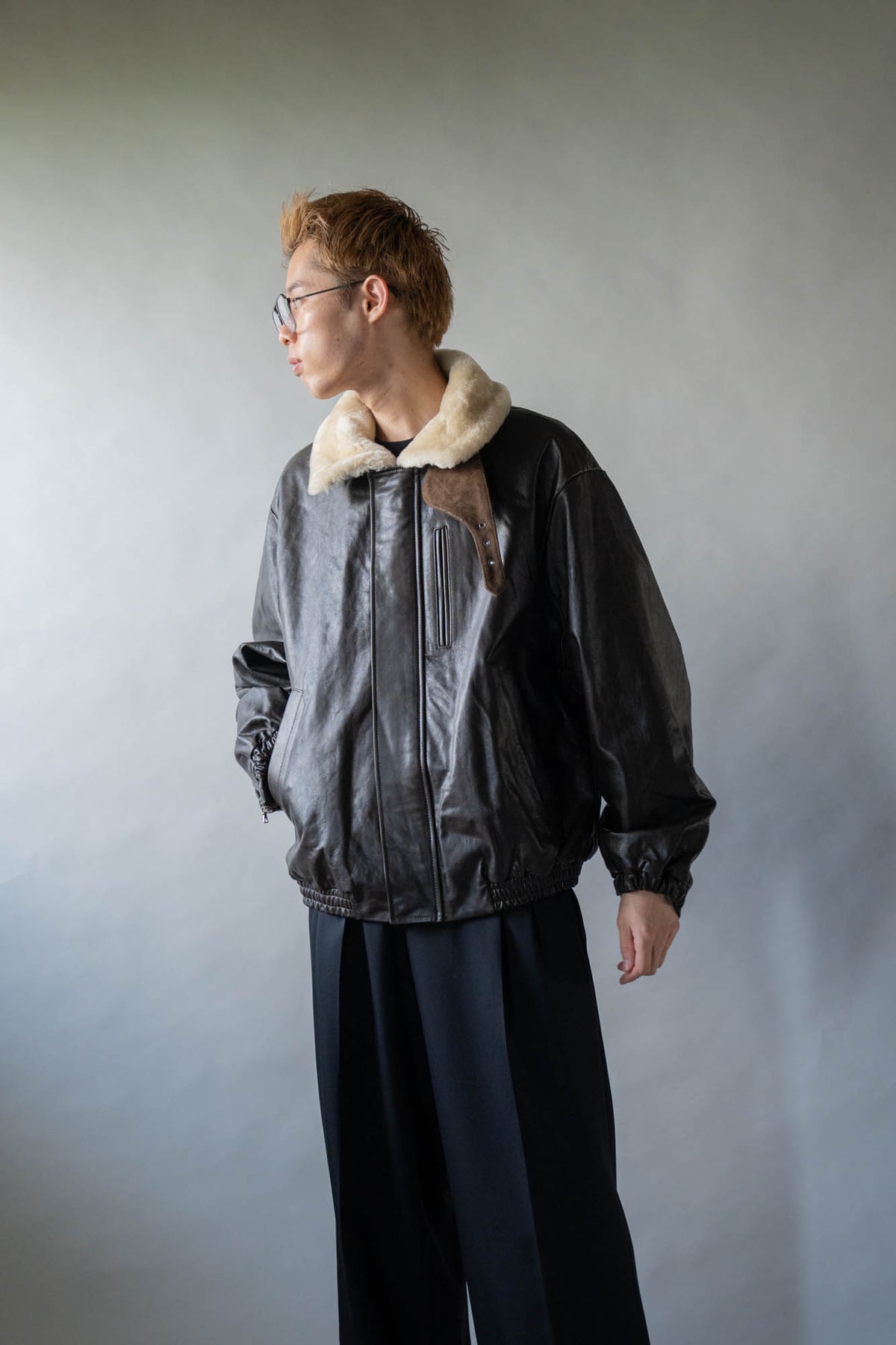MOUTON COLLAR CALF ZIP JACKET(ST.1549)