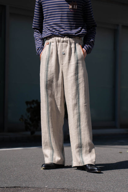 FLLOWER SAK LINEN STRIPE EASY PANTS
