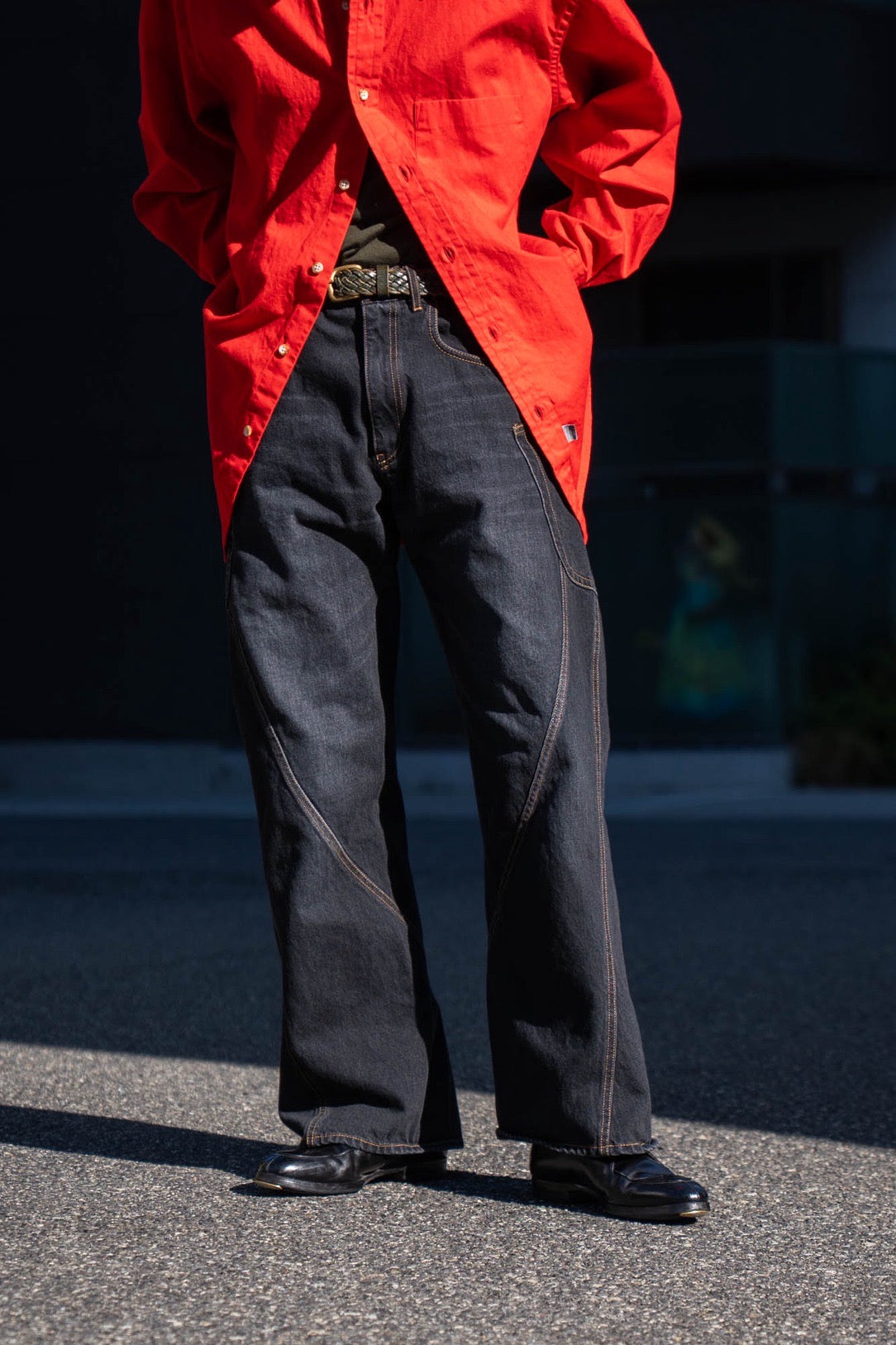 3D Cutting Denim Pants