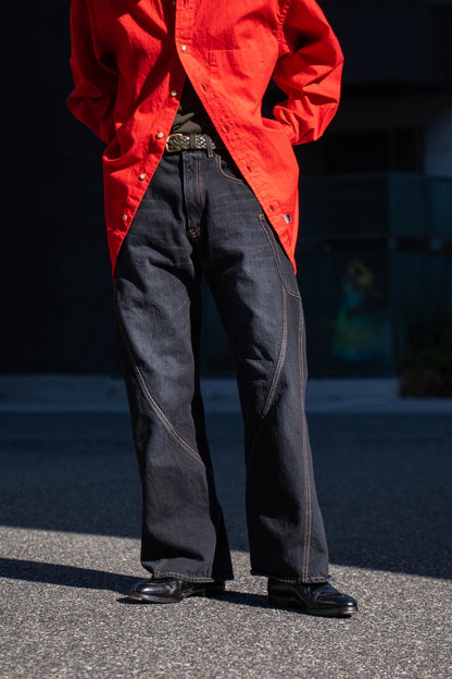 3D Cutting Denim Pants