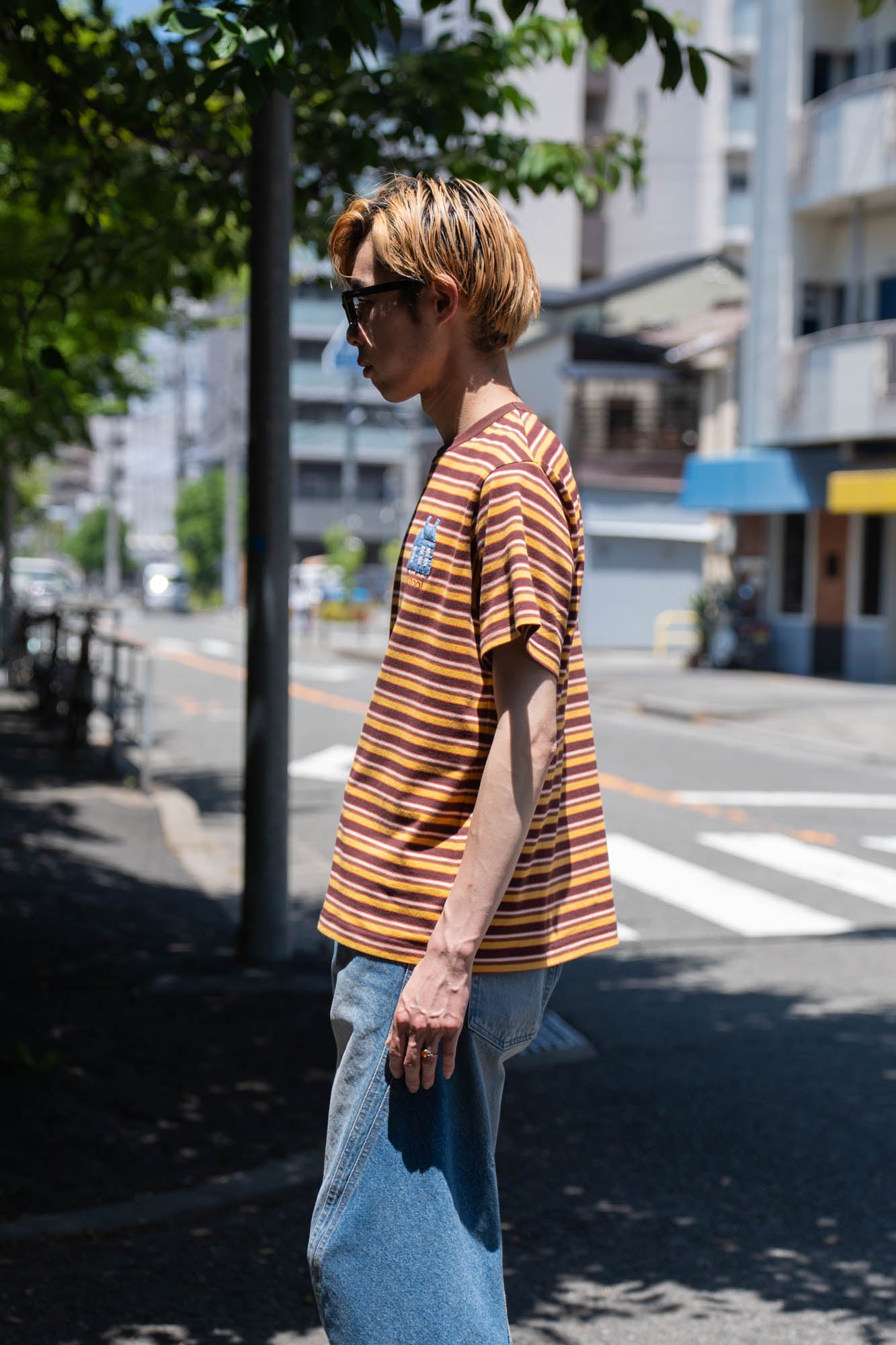 Hand-Embroidered Stripe T-Shirt