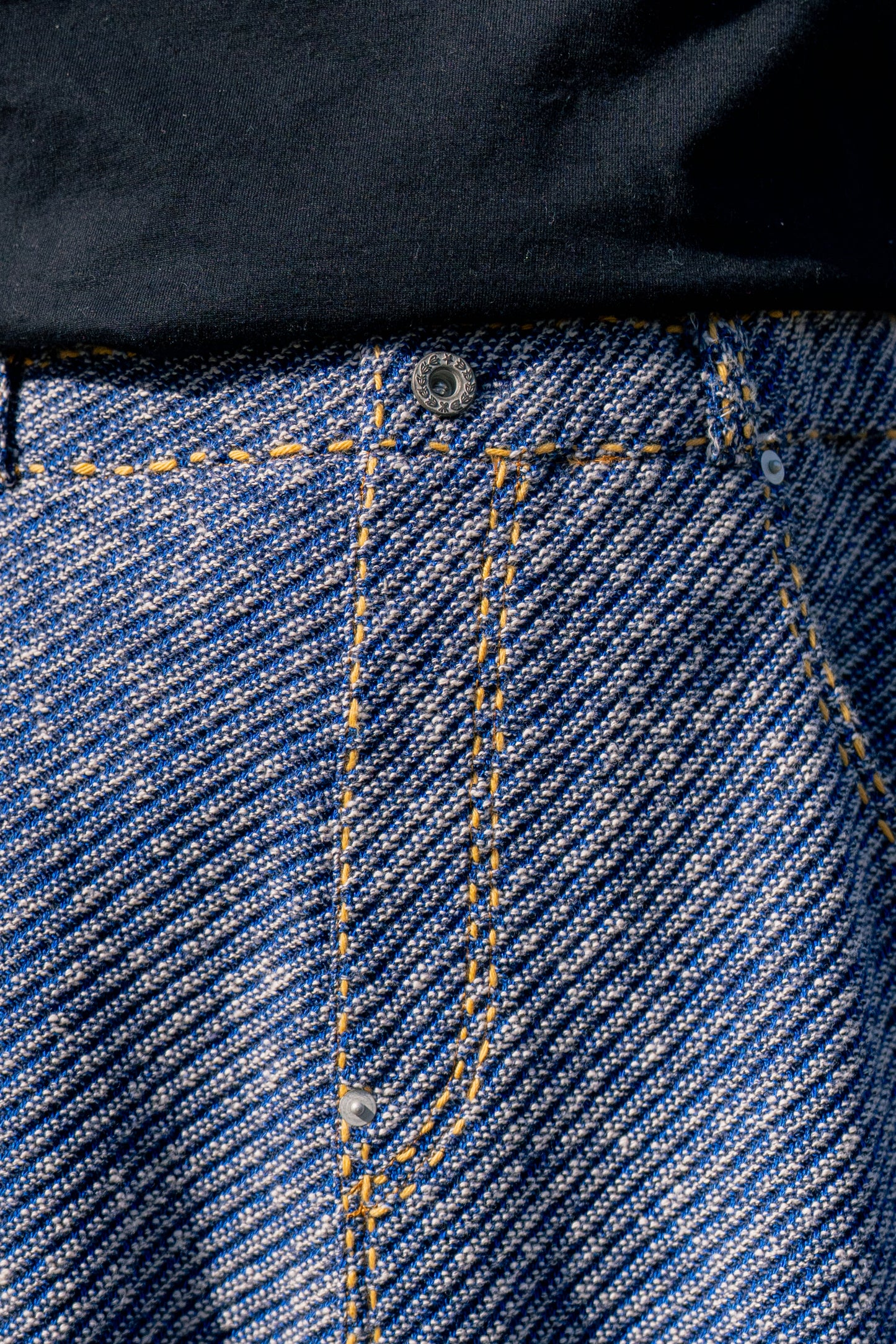 Hand-Stitched Damaged Denim Knit Pants 