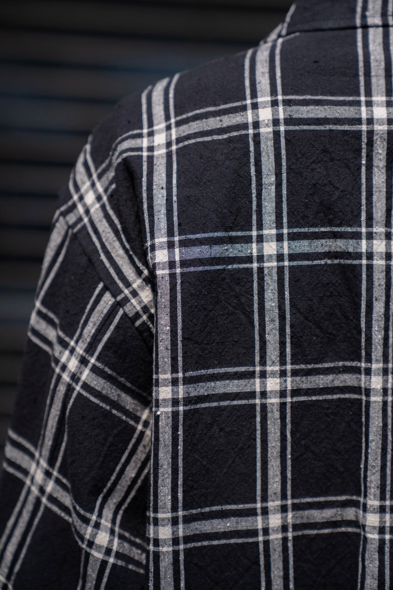 Silk/Cottn Nep Plaid Military Shirt