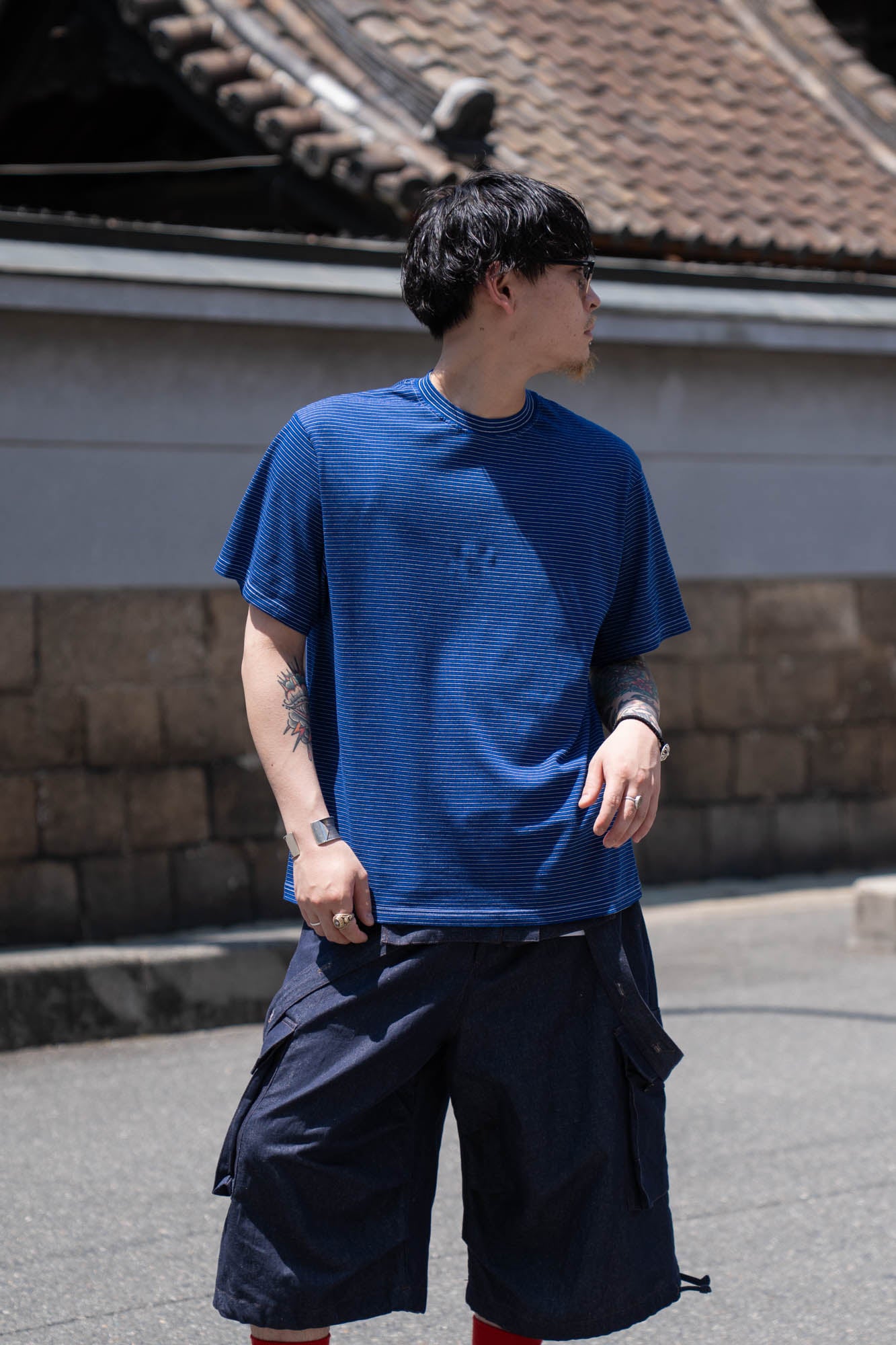 GARMENT DYED BORDER T-SHIRT