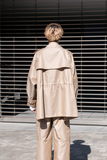 Giza cotton short trench coat