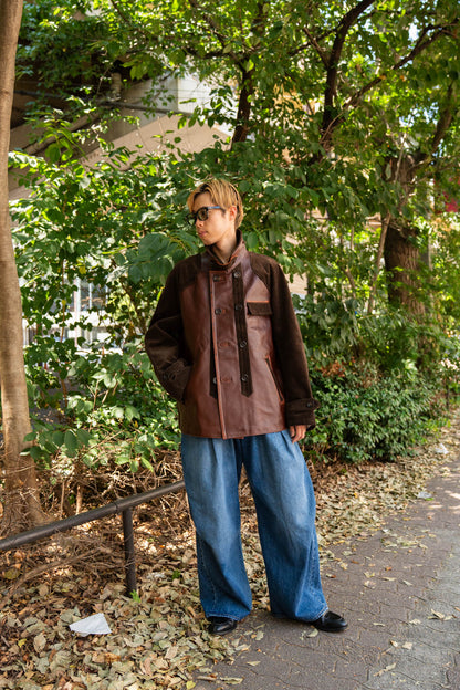 Combination leather jacket