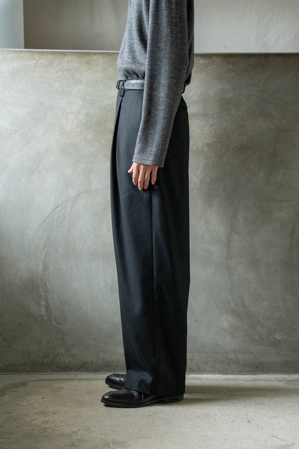WOOL FLANNEL EASY WIDE TROUSERS(ST.1609)