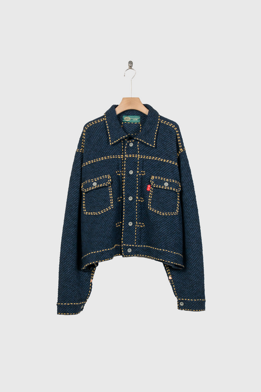 Hand Stitched Rigid Denim Knit Jacket