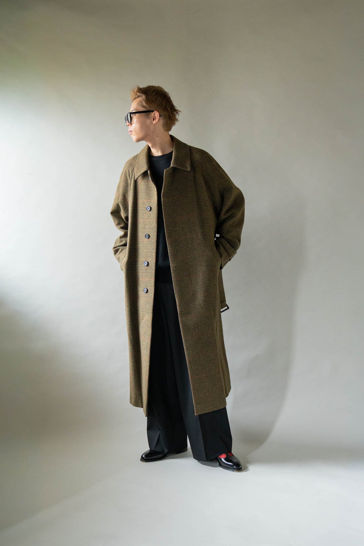 BRITISH TWEED RAGLAN SLEEVE BALMACAAN COAT(ST.1536)