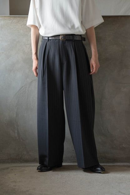 Pleats bonded wool pants