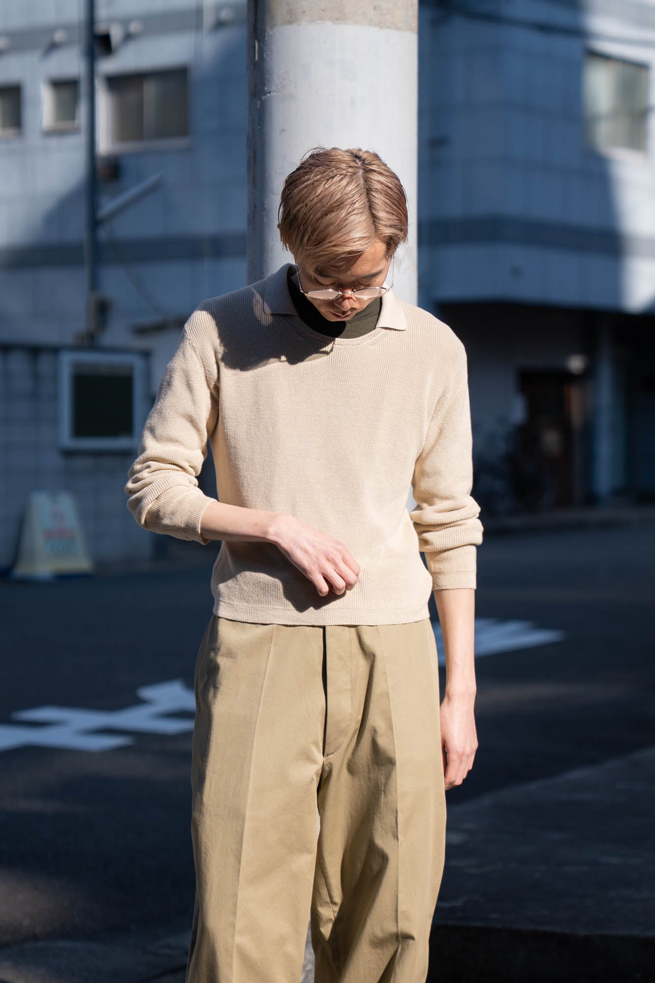 Roll Up Patched Knit in Marcerized Cotton