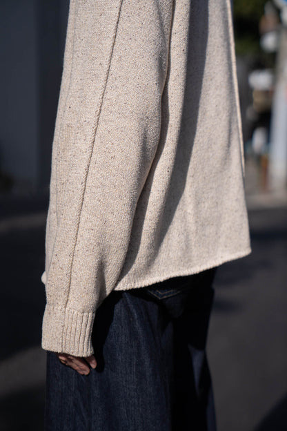BOTTLE-NECK KNIT PULLOVER