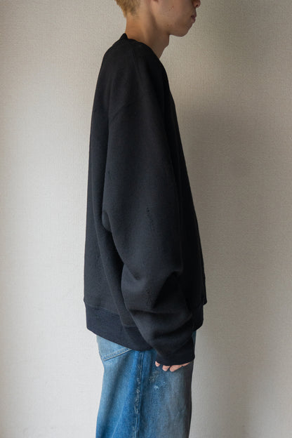 Damage jacquard terry crew neck sweater