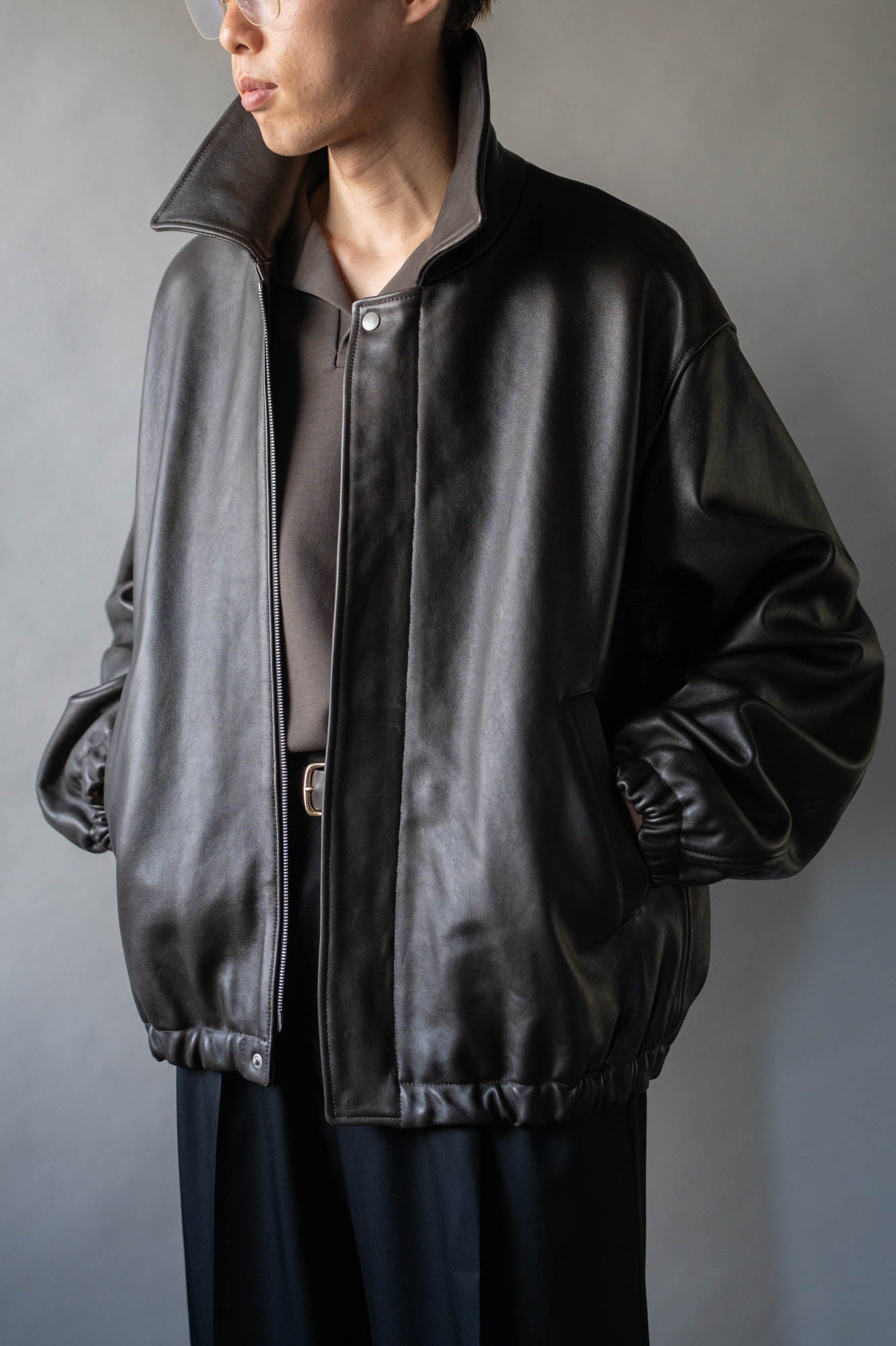 SHEEP LEATHER ZIP SHORT JACKET(ST.1555)