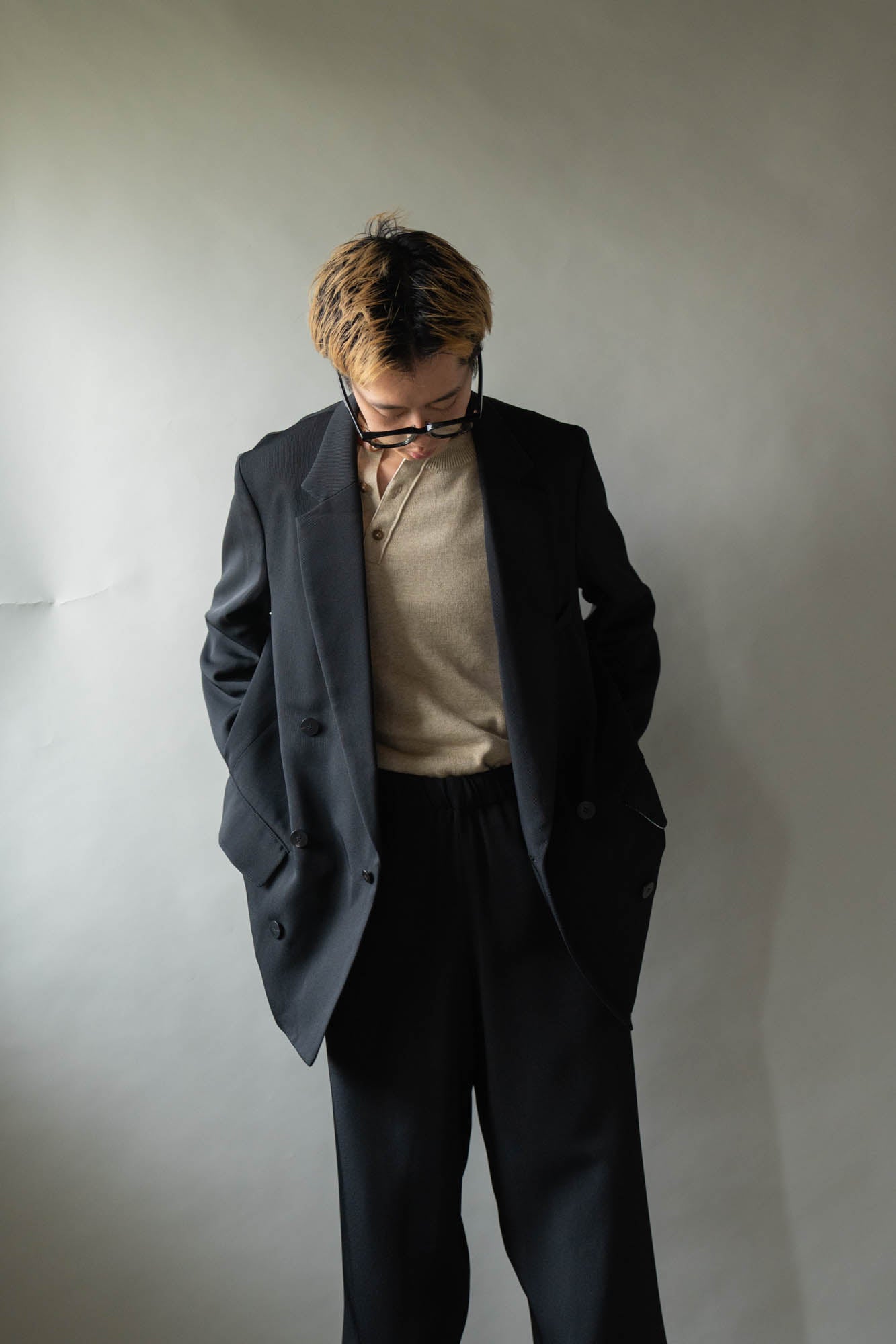 Double-breasted Jacket in Rayon Tricotine