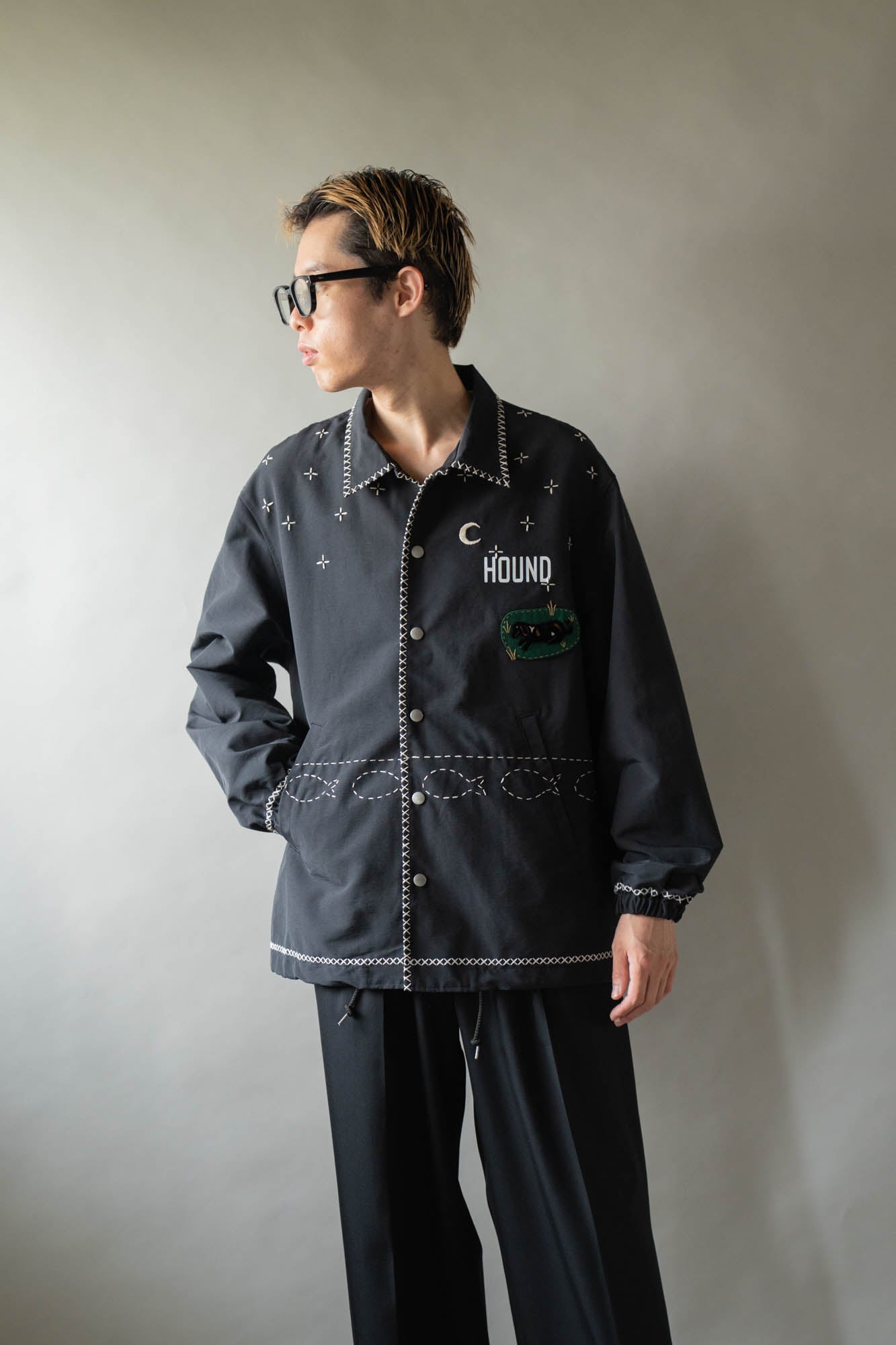 Cross-stitch coach jacket