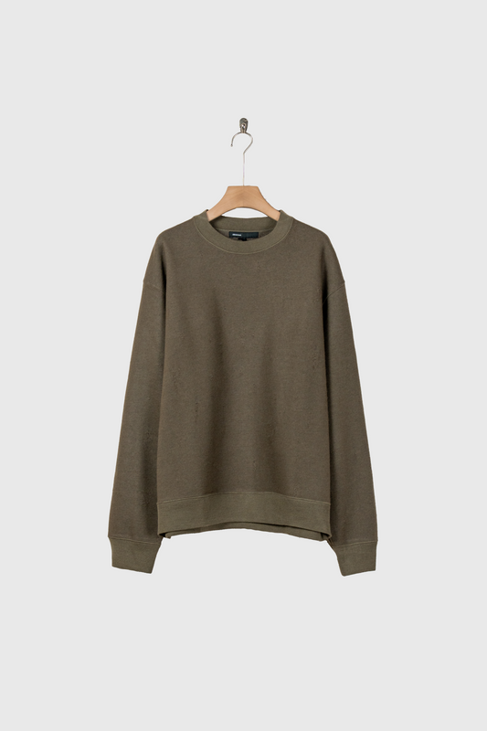 Damage jacquard terry crew neck sweater