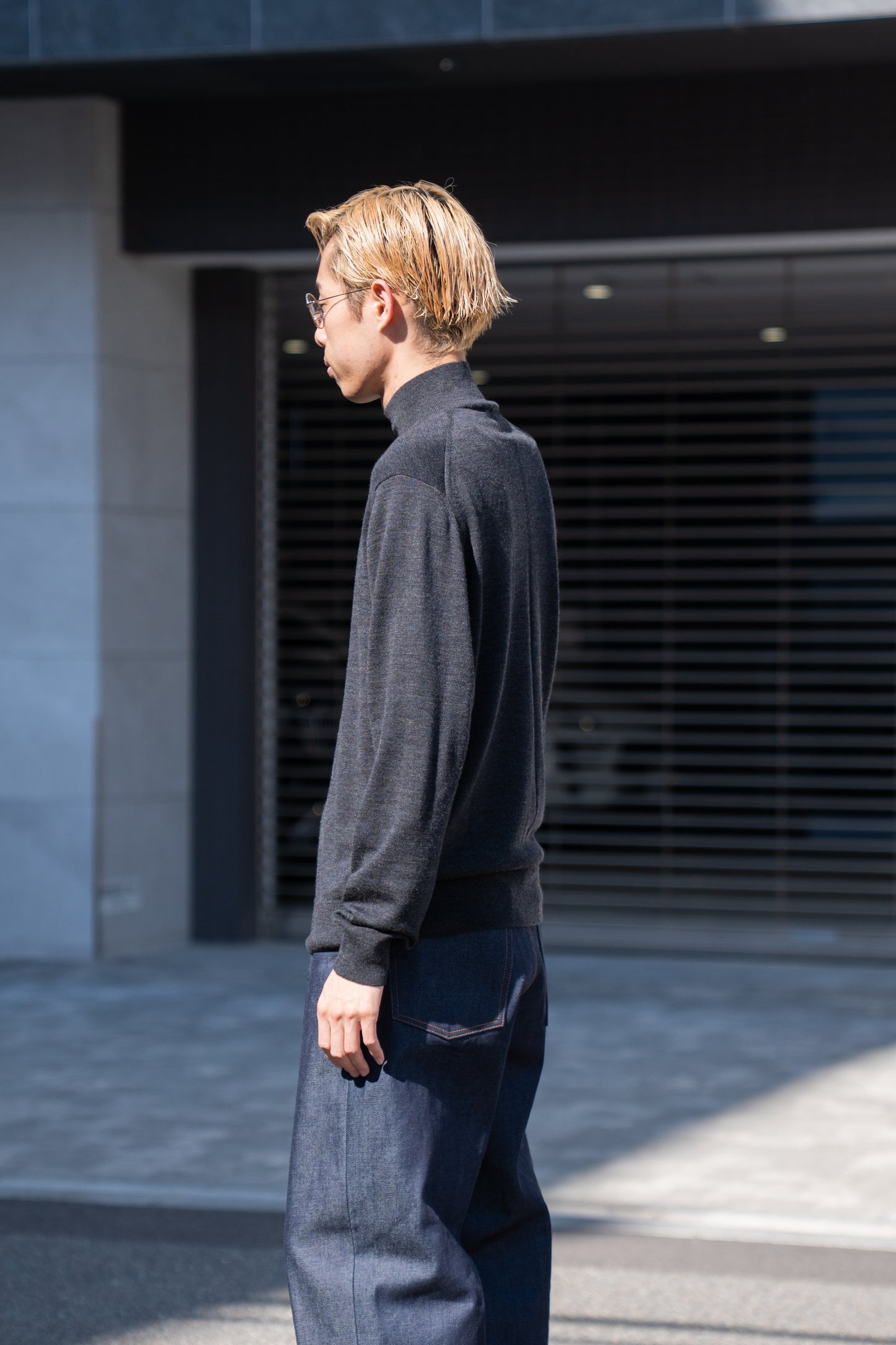 WOOL HIGH-NECK KNIT PULLOVER