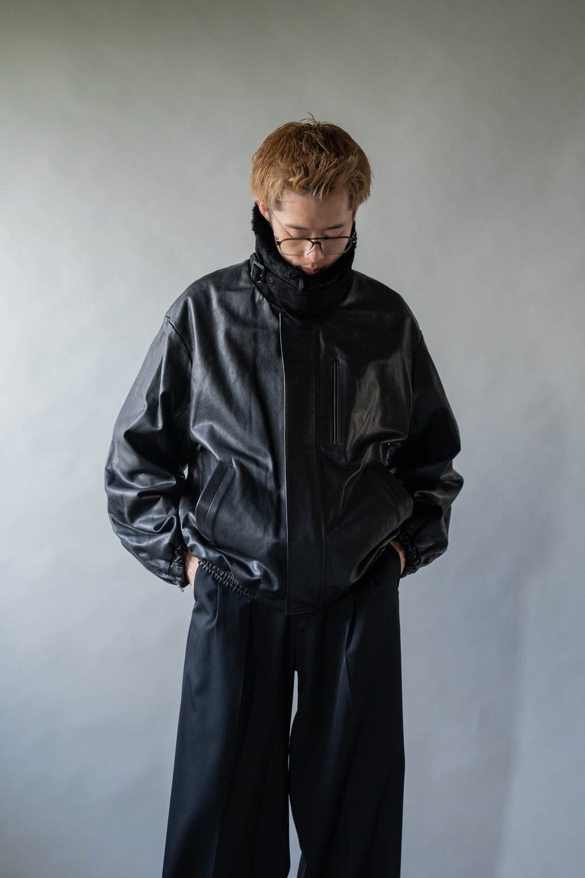 MOUTON COLLAR CALF ZIP JACKET(ST.1549)
