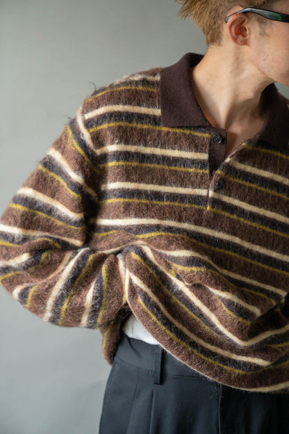 KID MOHAIR RIBBED KNIT POLO LS(ST.1647)