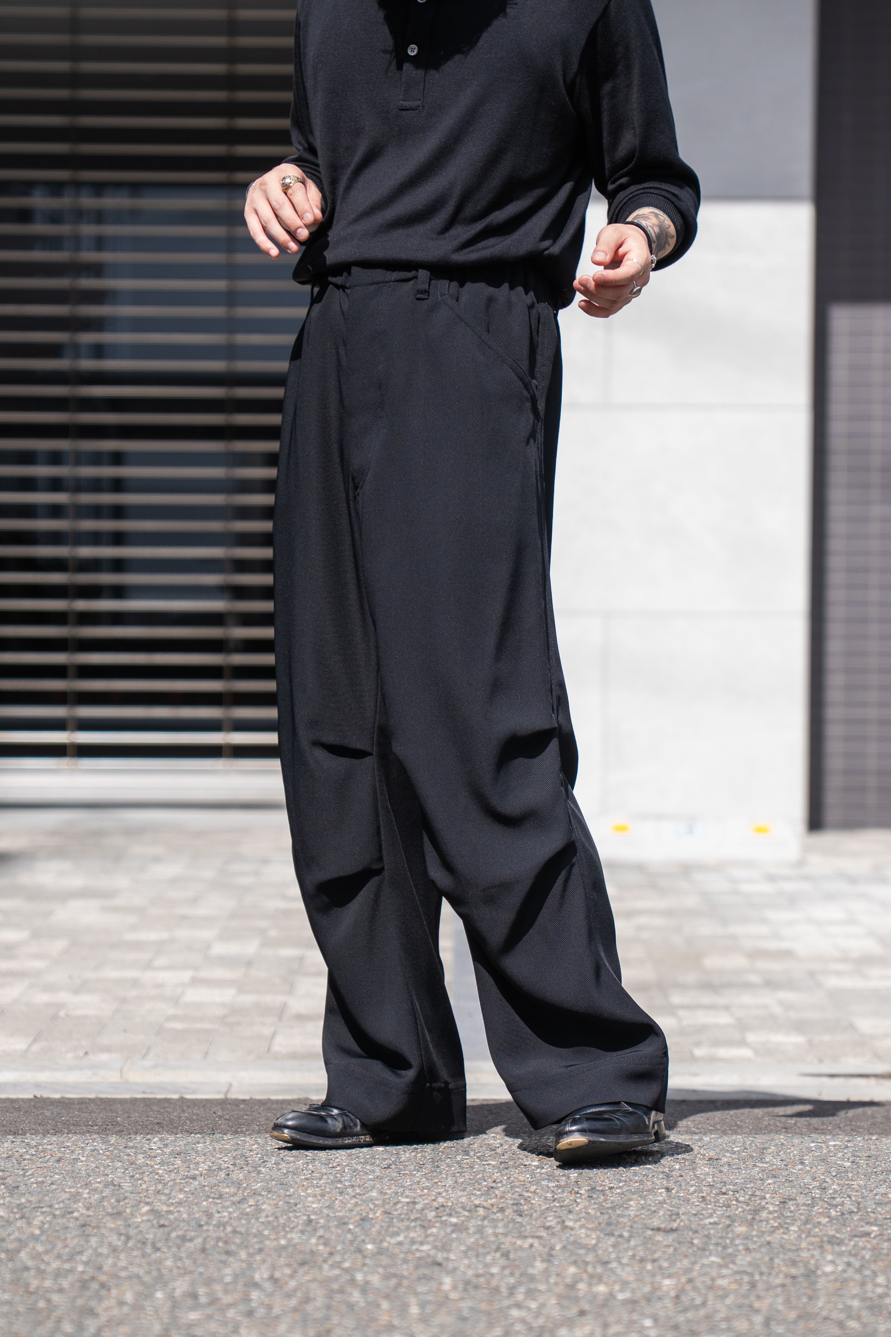 OVERCOAT Rayon Tricotine Trouser 2 ブラック OVERCOAT Rayon Tricotine Trouser 2 ブラック Classic Rayon