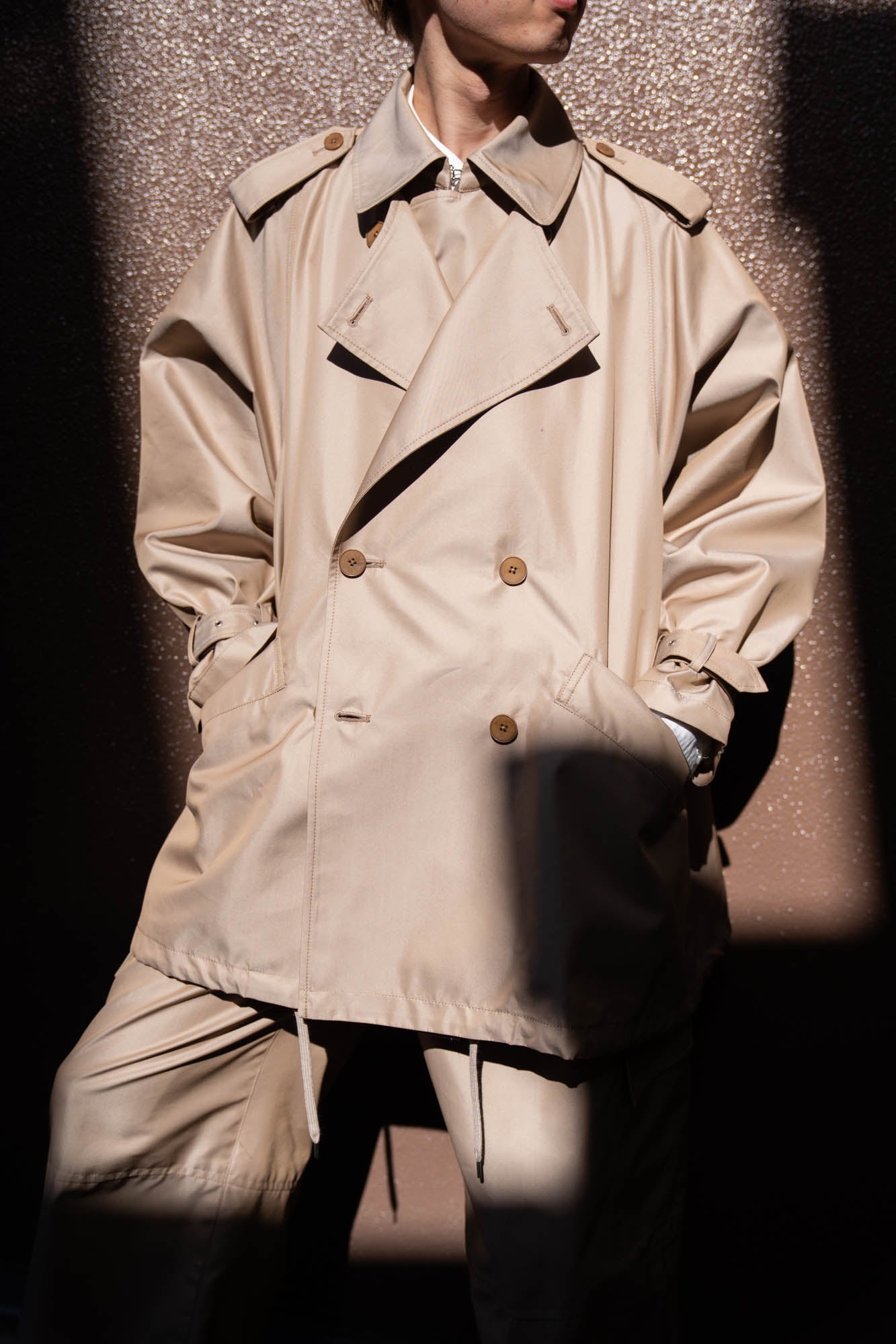 Giza cotton short trench coat