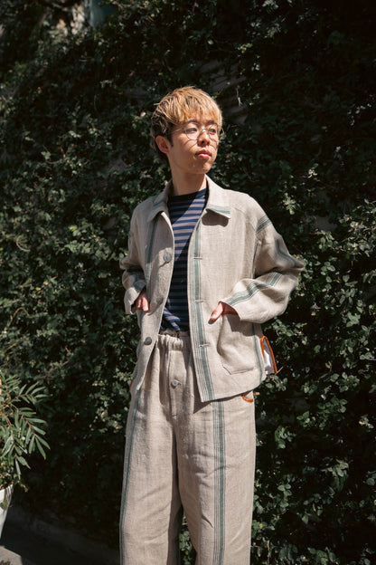 FLLOWER SAK LINEN STRIPE JACKET