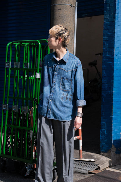 Hand-Embroidered Denim Shirt