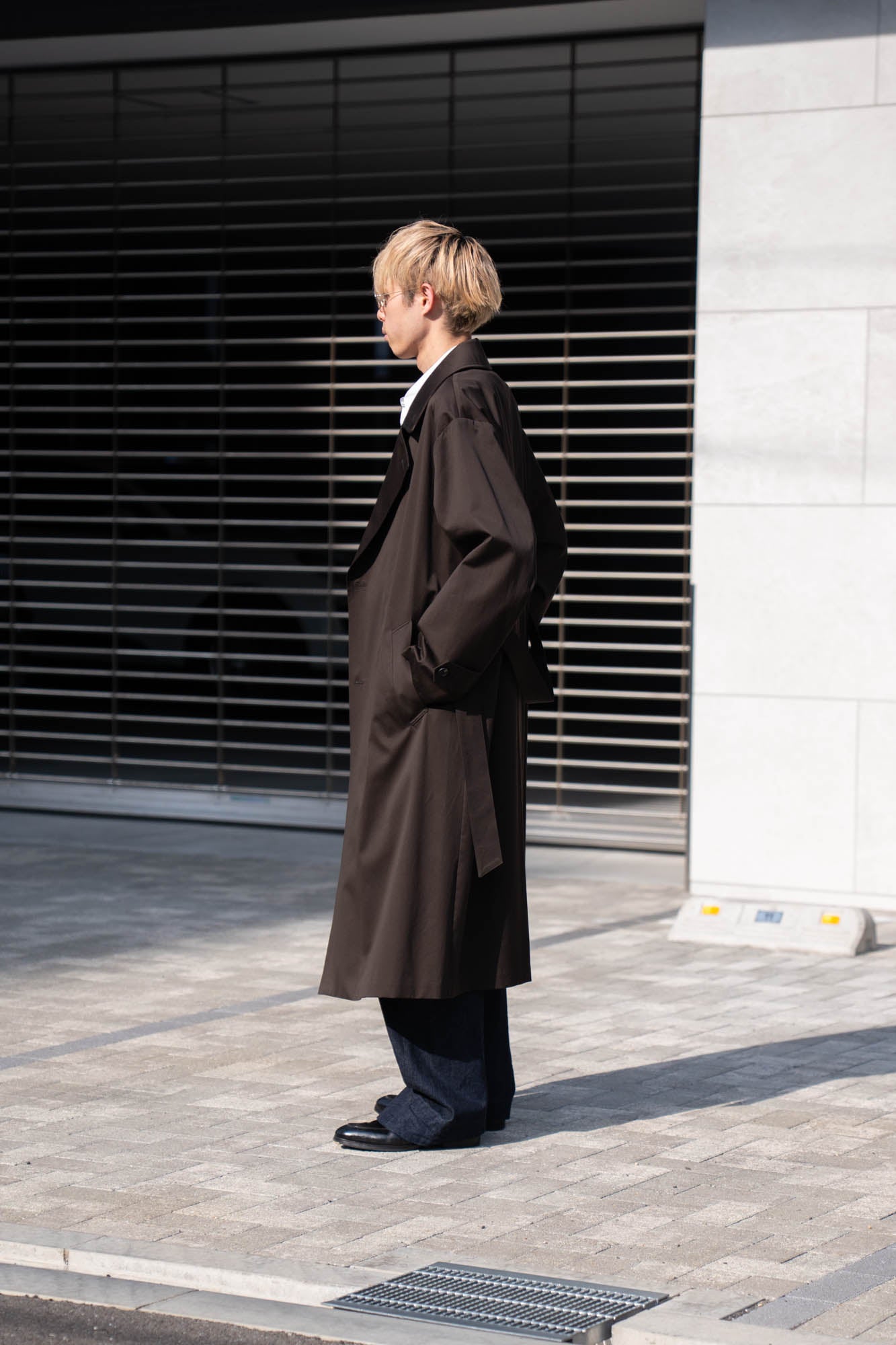 COTTON SATIN OVERSIZED DOUBLE BREASTED COAT(ST.1371)| コート