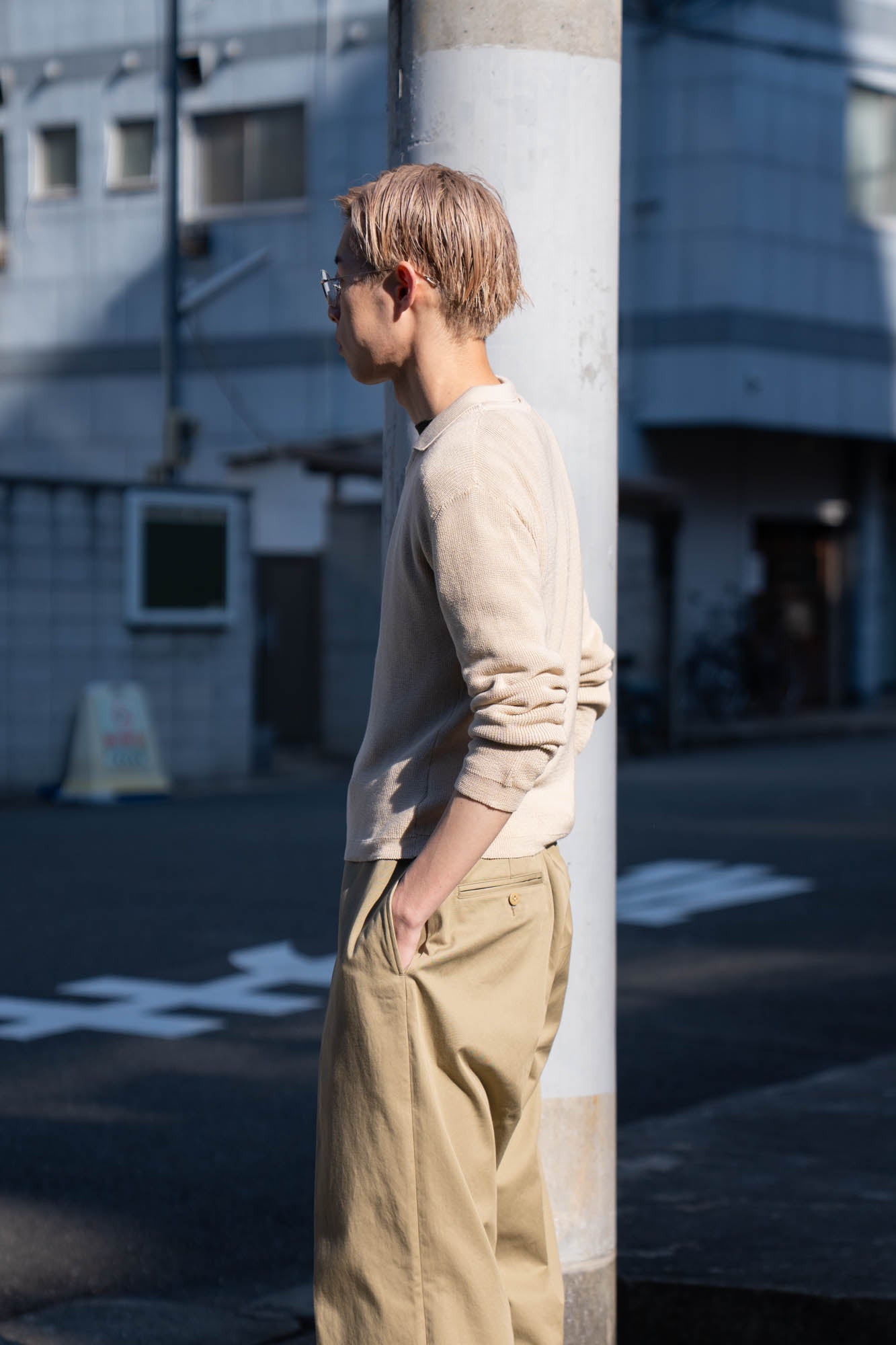 Roll Up Patched Knit in Marcerized Cotton