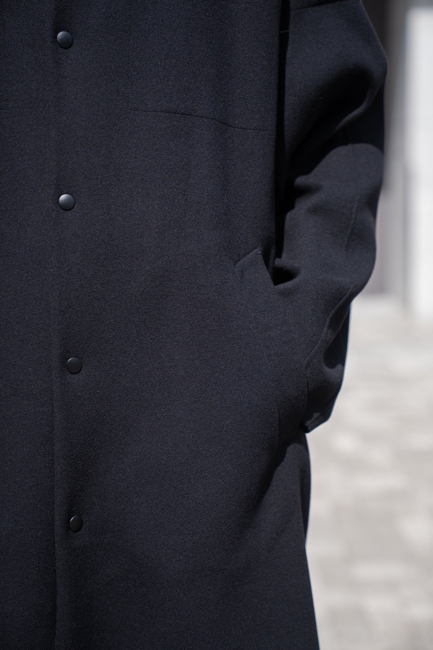 Wool melton double face rever stadium coat